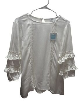 Hayden Cream Ruffle-Sleeve Peasant Blouse